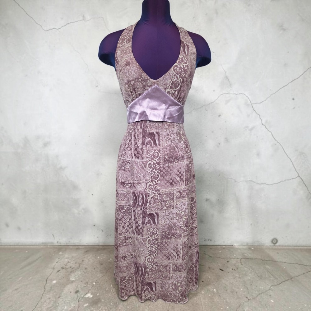 Vintage Frederick's of Hollywood Halter Midi Dress Paisley Small Y2K Euro